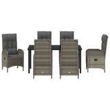Garden Dining Set with Cushion 7 pcs Grey Poly Rattan