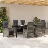 Garden Dining Set with Cushion 7 pcs Grey Poly Rattan - Top-Down View