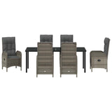 Garden Dining Set with Cushion 7 pcs Grey Poly Rattan - Close-Up Angle