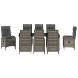 Garden Dining Set with Cushion 9 pcs Grey Poly Rattan - Close-Up Angle