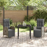 Garden Dining Set with Cushion 3 pcs Grey Poly Rattan - Top-Down View