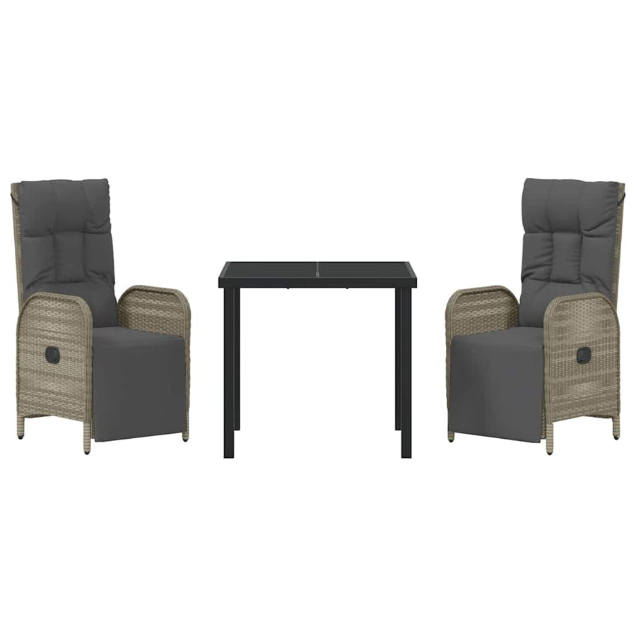 Garden Dining Set 3 pcs Grey Poly Rattan