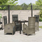 Garden Dining Set 5 pcs Grey Poly Rattan