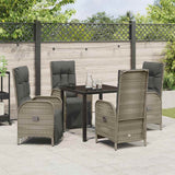Garden Dining Set with Cushion 5 pcs Grey Poly Rattan - Top-Down View