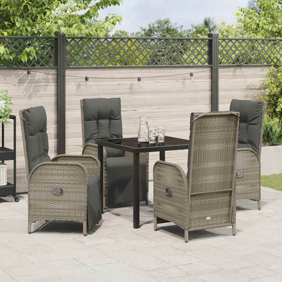 Garden Dining Set 5 pcs Grey Poly Rattan