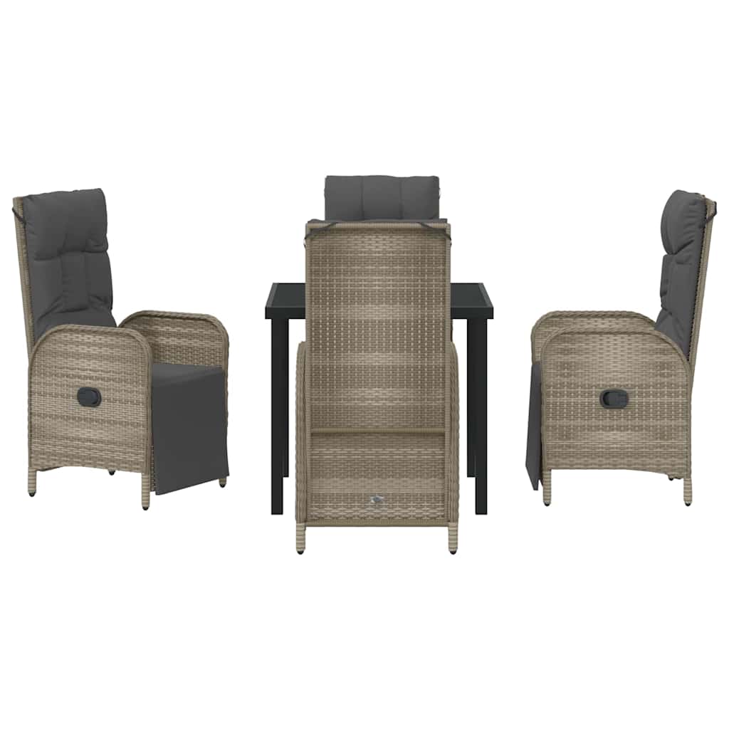 Garden Dining Set with Cushion 5 pcs Grey Poly Rattan