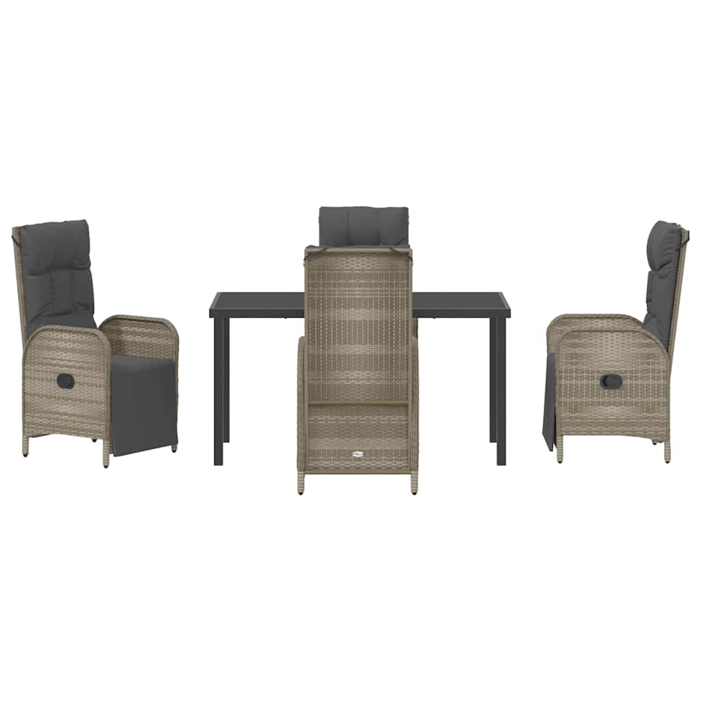 Garden Dining Set with Cushion 5 pcs Grey Poly Rattan