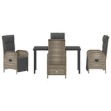 Garden Dining Set with Cushion 5 pcs Grey Poly Rattan