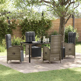 Garden Dining Set with Cushion 5 pcs Grey Poly Rattan