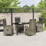 Garden Dining Set with Cushion 5 pcs Grey Poly Rattan - Top-Down View