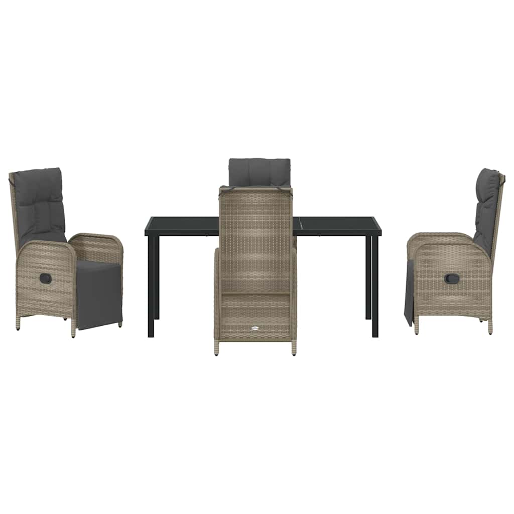 Garden Dining Set with Cushion 5 pcs Grey Poly Rattan