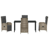 Garden Dining Set with Cushion 5 pcs Grey Poly Rattan