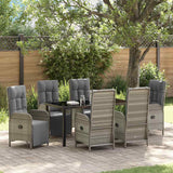 Garden Dining Set with Cushion 7 pcs Grey Poly Rattan