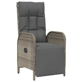 Garden Dining Set with Cushion 7 pcs Grey Poly Rattan - 45-Degree Angle