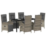 Garden Dining Set with Cushion 7 pcs Grey Poly Rattan