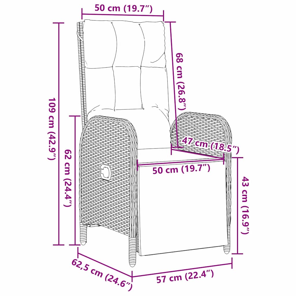 Garden Dining Set with Cushion 7 pcs Grey Poly Rattan