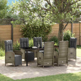 Garden Dining Set with Cushion 7 pcs Grey Poly Rattan