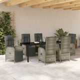 Garden Dining Set with Cushion 7 pcs Grey Poly Rattan
