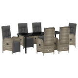 Garden Dining Set with Cushion 7 pcs Grey Poly Rattan