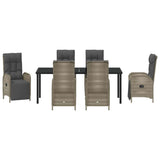 Garden Dining Set with Cushion 7 pcs Grey Poly Rattan - Close-Up Angle