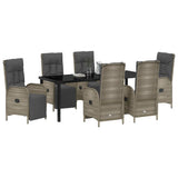 Garden Dining Set with Cushion 7 pcs Grey Poly Rattan
