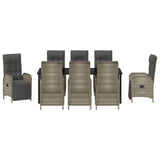 Garden Dining Set with Cushion 9 pcs Grey Poly Rattan