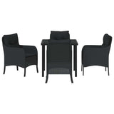 Garden Dining Set with Cushion 5 pcs Black Poly Rattan