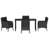 Garden Dining Set with Cushion 5 pcs Black Poly Rattan - Close-Up Angle