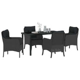 Garden Dining Set with Cushion 5 pcs Black Poly Rattan - Side View