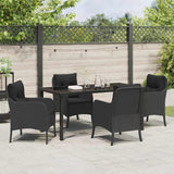 Garden Dining Set with Cushion 5 pcs Black Poly Rattan - Top-Down View
