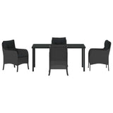 Garden Dining Set with Cushion 5 pcs Black Poly Rattan