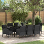 Garden Dining Set 9 pcs Black Poly Rattan