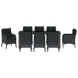 Garden Dining Set with Cushion 9 pcs Black Poly Rattan - Close-Up Angle