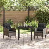 Garden Dining Set with Cushion 3 pcs Grey Poly Rattan