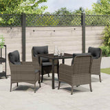 Garden Dining Set with Cushion 5 pcs Grey Poly Rattan