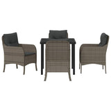 Garden Dining Set with Cushion 5 pcs Grey Poly Rattan - Close-Up Angle