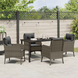 Garden Dining Set with Cushion 5 pcs Grey Poly Rattan - Top-Down View