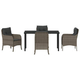 Garden Dining Set with Cushion 5 pcs Grey Poly Rattan - Close-Up Angle