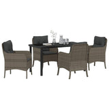 Garden Dining Set with Cushion 5 pcs Grey Poly Rattan - Side View