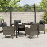 Garden Dining Set with Cushion 5 pcs Grey Poly Rattan - Top-Down View