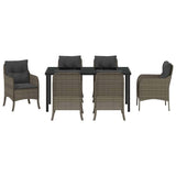 Garden Dining Set with Cushion 7 pcs Grey Poly Rattan - Close-Up Angle