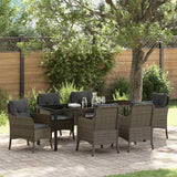 Garden Dining Set with Cushion 7 pcs Grey Poly Rattan