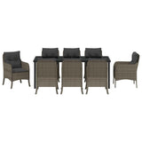 Garden Dining Set with Cushion 9 pcs Grey Poly Rattan - Close-Up Angle