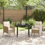 Garden Dining Set with Cushion 3 pcs Beige Poly Rattan - Top-Down View