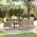 Garden Dining Set 5 pcs Beige Poly Rattan
