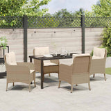 Garden Dining Set with Cushion 5 pcs Beige Poly Rattan - Top-Down View