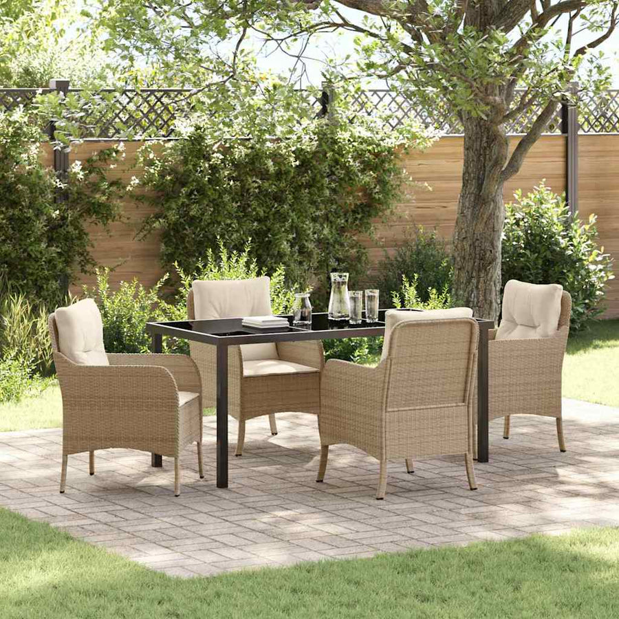 Garden Dining Set 5 pcs Beige Poly Rattan