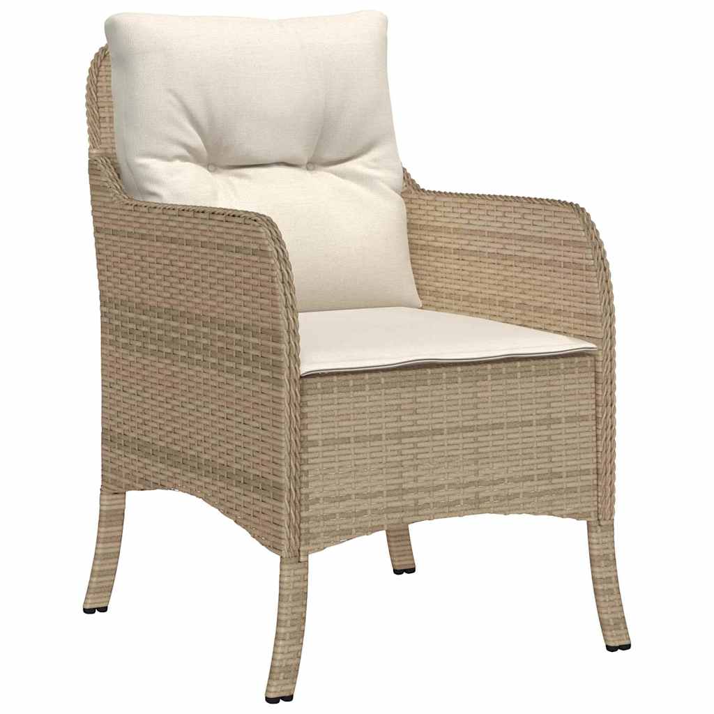 Garden Dining Set with Cushion 5 pcs Beige Poly Rattan