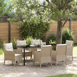 Garden Dining Set with Cushion 7 pcs Beige Poly Rattan