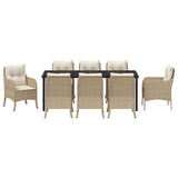Garden Dining Set with Cushion 9 pcs Beige Poly Rattan